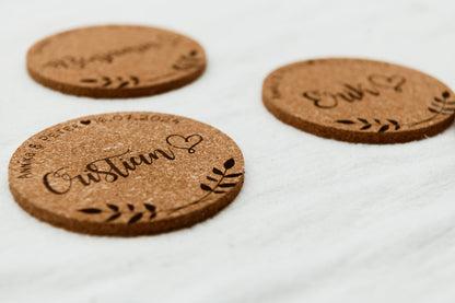 Hochzeit personalisierte Namensschild Untersetzer oder zur Familienfeier mit 2 Textzeilen. Sitzplan und Platzkarten für Gäste extra dick