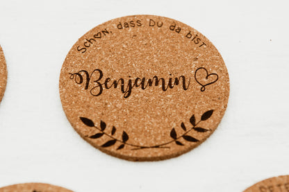 Hochzeit personalisierte Namensschild Untersetzer oder zur Familienfeier mit 2 Textzeilen. Sitzplan und Platzkarten für Gäste extra dick