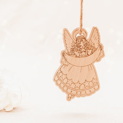 Weihnachts Schutzengel personalisierter Tannenbaumschmuck in 3 Ausführungen oder als Set