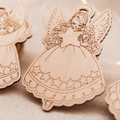 Weihnachts Schutzengel personalisierter Tannenbaumschmuck in 3 Ausführungen oder als Set