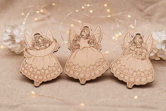 Weihnachts Schutzengel personalisierter Tannenbaumschmuck in 3 Ausführungen oder als Set