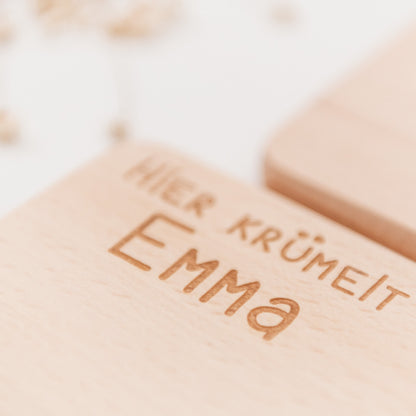 Frühstücksbrett personalisiert für Mädchen, Kinder mit Waldtieren als Kindergeschenk zur Geburt oder für werdende Eltern